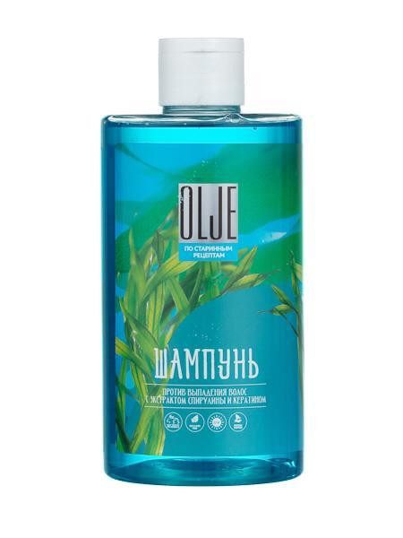 OLJE Натуральный шампунь против выпадения волос с экстрактом концентрата спирулины и кератина 450 мл в Рязани
