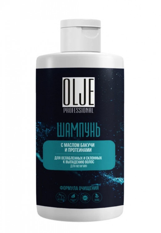 OLJE. Шампунь мужской с маслом бакучи и протеинами, 450 мл в Рязани