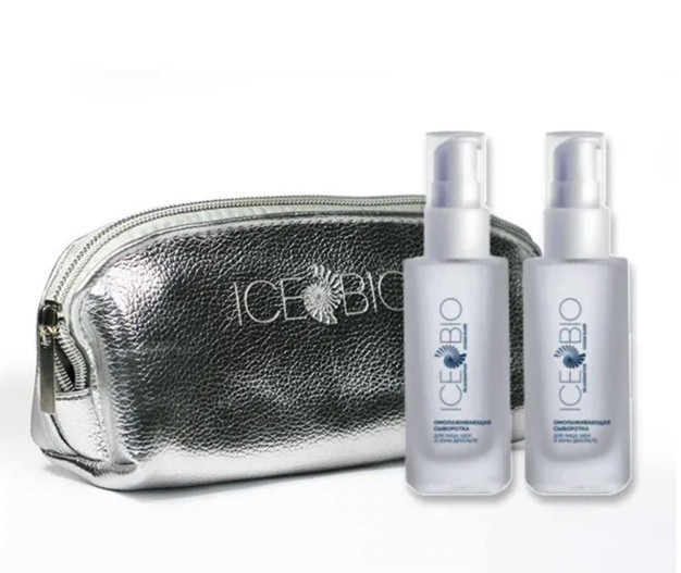 ICE BIO. Набор Сыворотка  2 шт омолаживающая для лица, шеи и зоны декольте 30мл, в косметичке в Рязани